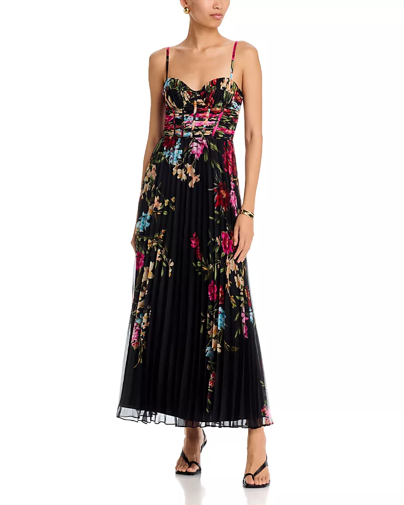 Aqua Pleated Corset Maxi Dress - Exclusive