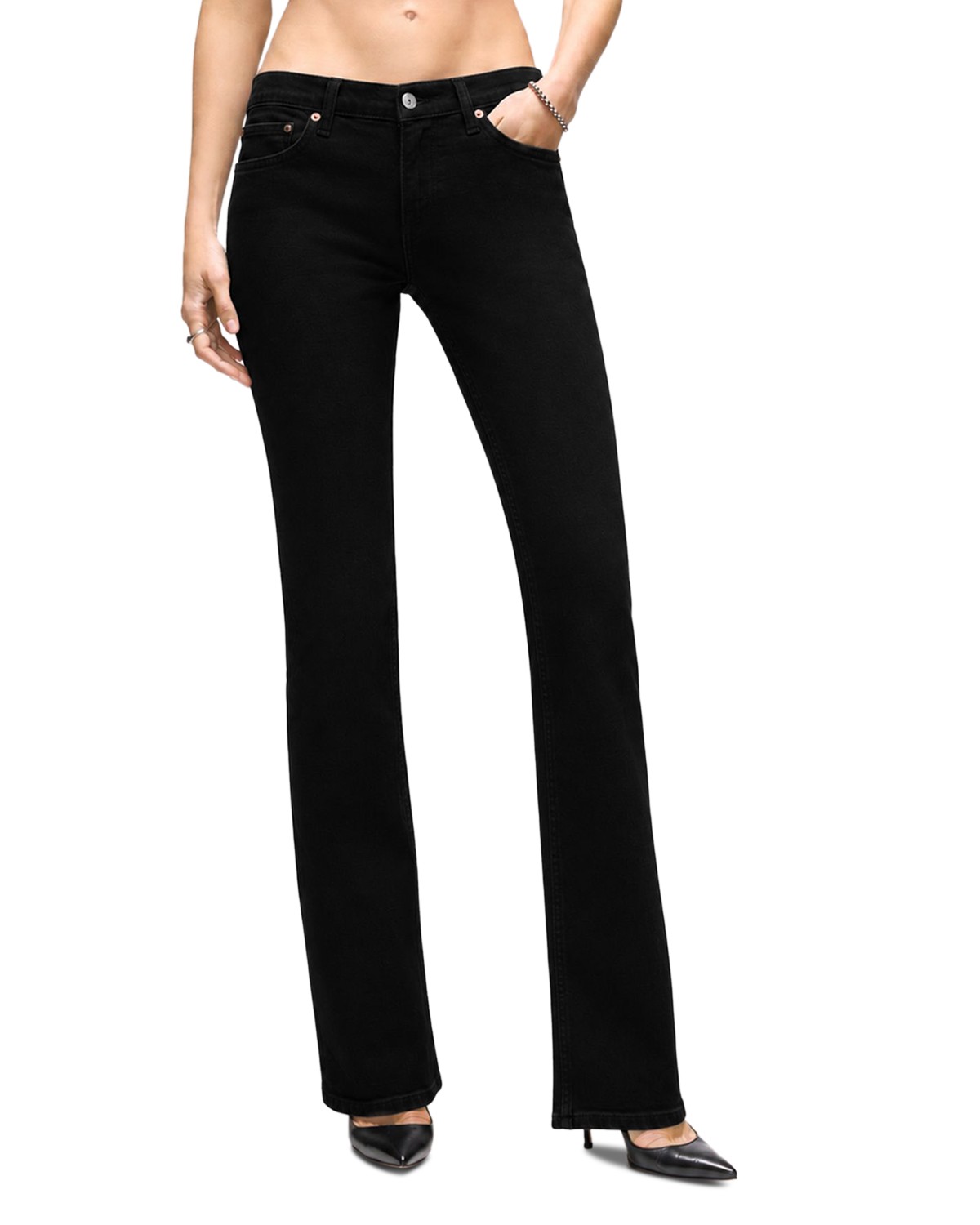 The Low Rise Micro Bootcut Jeans in Black