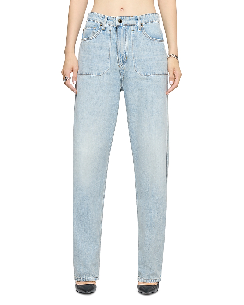 Re/Done The Rewind Reversible High Rise Barrel Jeans in Love Letter Blue Floral