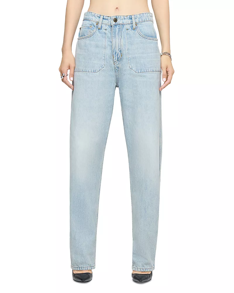 Re/Done The Rewind Reversible High Rise Barrel Jeans in Love Letter Blue Floral
