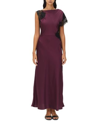 Maris Satin Lace Trim Asymmetric Dress
