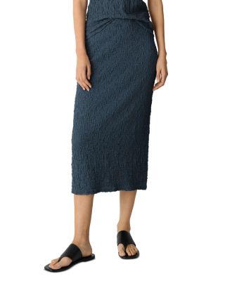 Textured Straight Midi Skirt