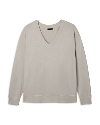 Long Sleeve V Neck Cotton Sweatshirt - thumbnail 5