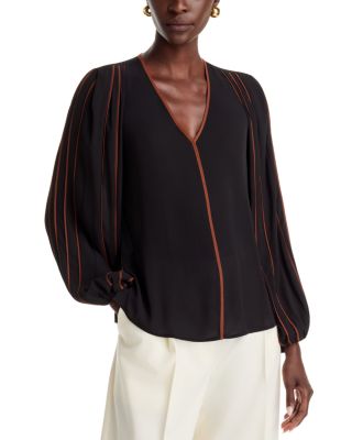 V Neck Tipped Trim Top