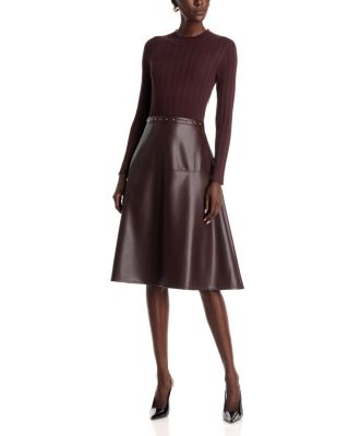 Mock Neck Mixed Media Studded Dress