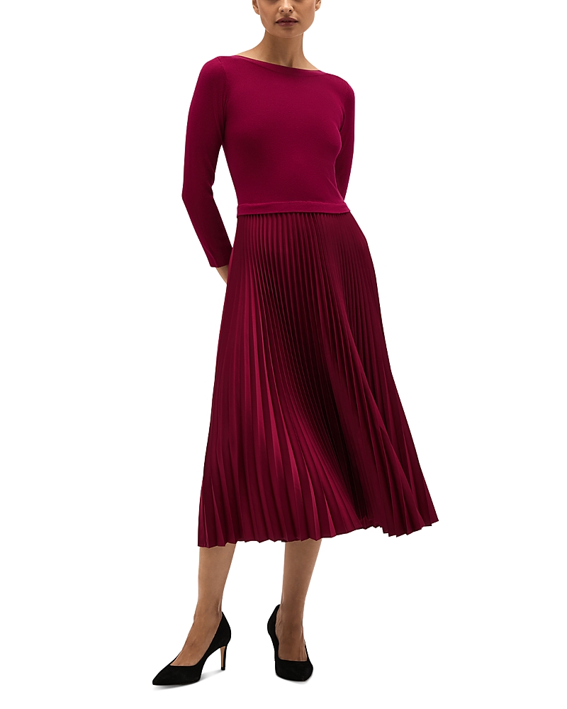 Hobbs London Petite Lucinda Mixed Media Midi Dress