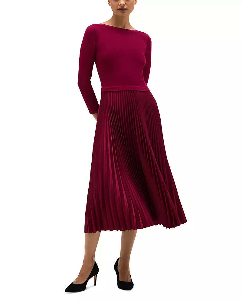 Hobbs London Petite Lucinda Mixed Media Midi Dress