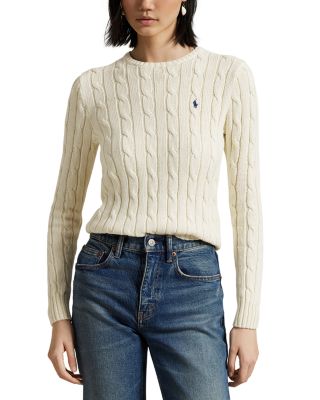 Cable Wool Cashmere Crewneck Slim Fit Sweater