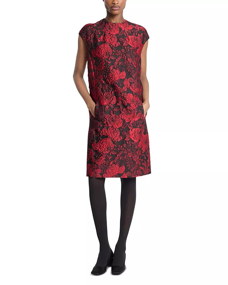 Michael Kors Collection Rose Floral Jacquard Shift Dress
