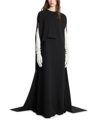 Wool-Blend Cape Gown 