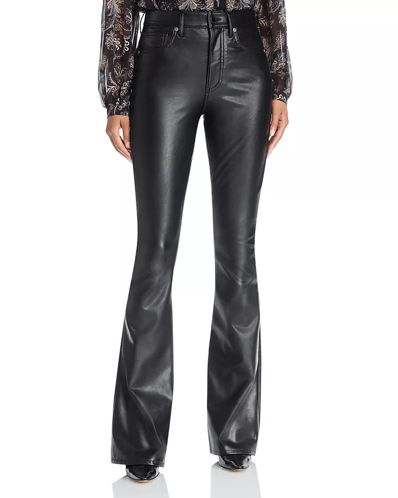 Veronica Beard Beverly Faux Leather High Rise Jeans in Black