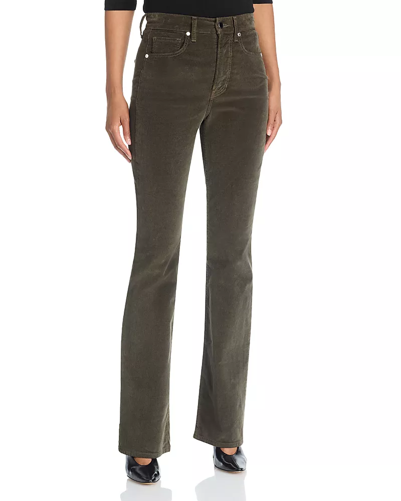 Veronica Beard Cameron Corduroy Mid Rise Bootcut Jeans in Loden