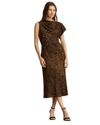 Single Sleeve Pleated Crepe Dress 