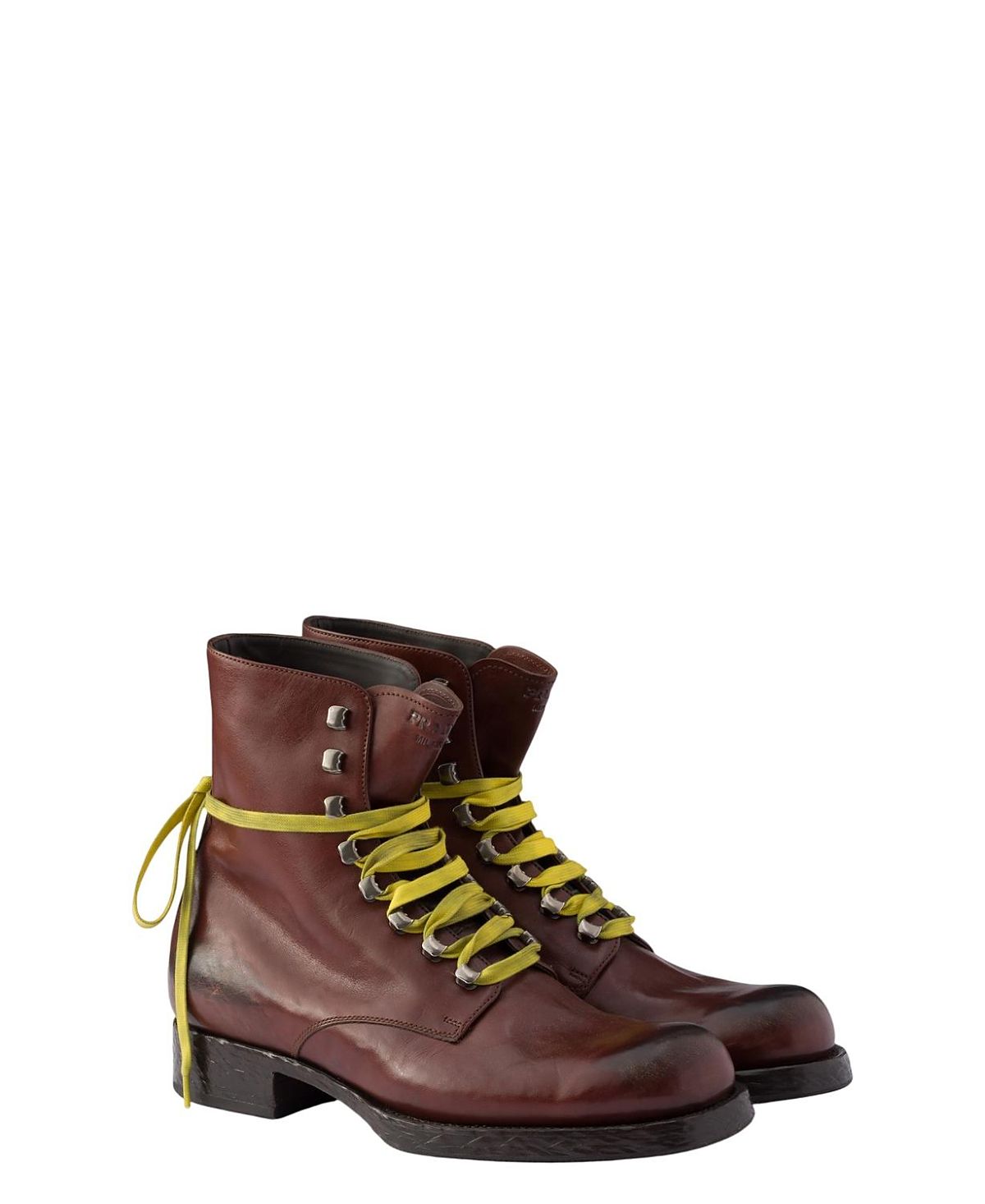 Prada Men's Leather Laced Booties