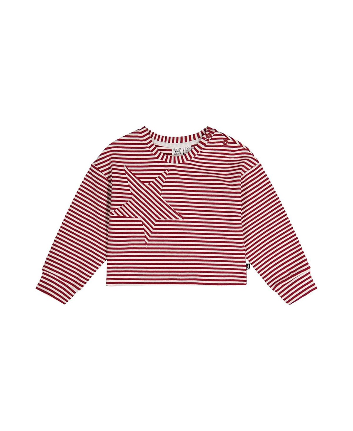 Deux par Deux Girls' Soft Jersey Star Applique Long Sleeve Top - Little Kid