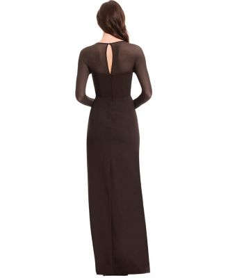 Maxwell Long-Sleeve A-Line Crepe Gown - thumbnail 7