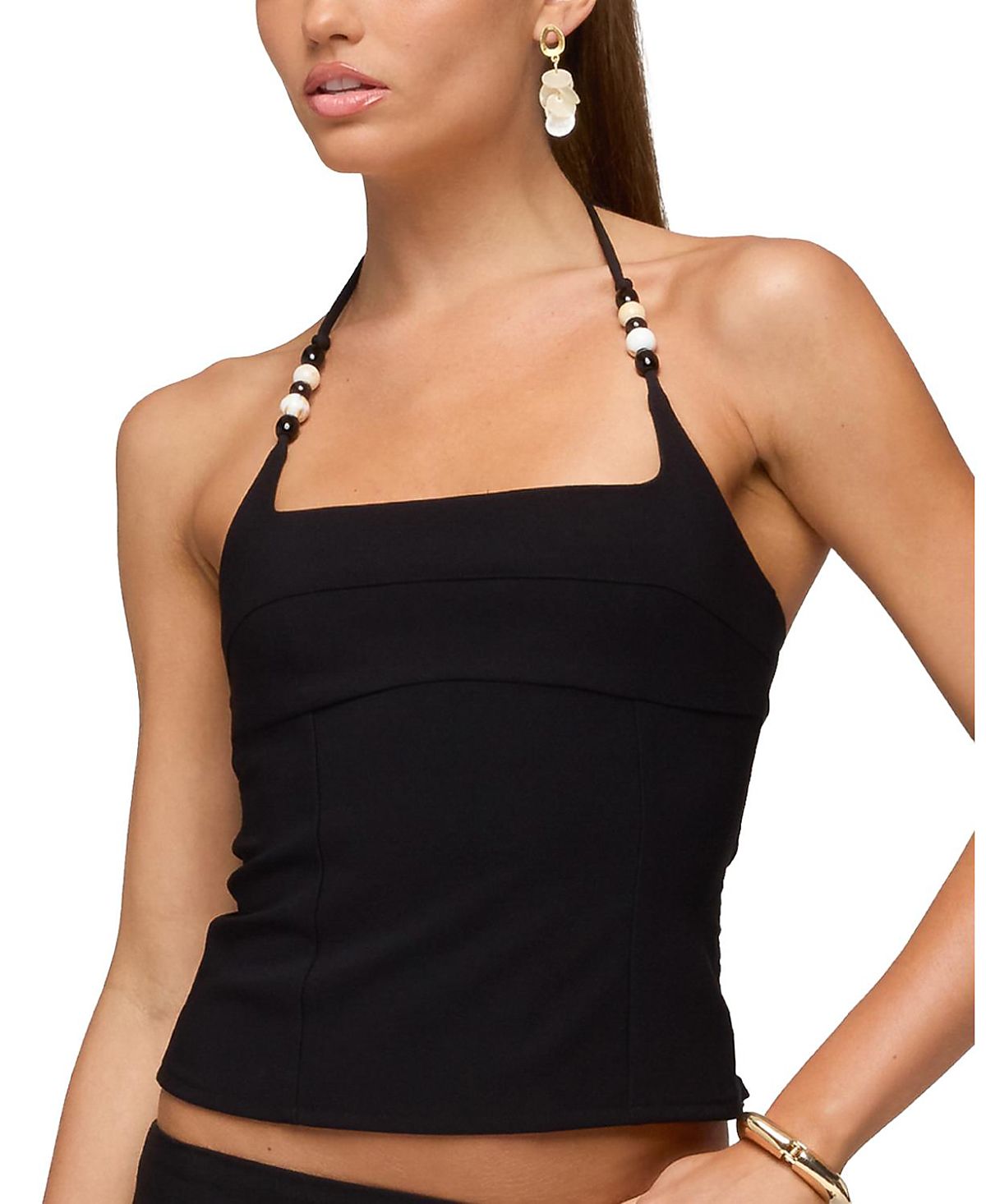 Edikted Yua Bead Stretchy Woven Halter Top