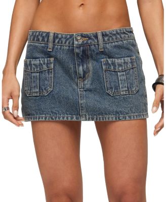Edikted Ayala Washed Denim Micro Skort