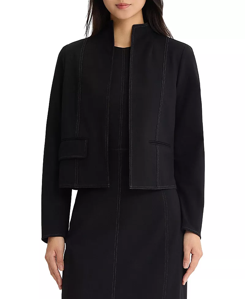 Misook Relaxed LuxeStretch Ponte Contrast Stitch Jacket