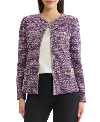 Relaxed Lurex Eyelash Ribbon Knit Jacket