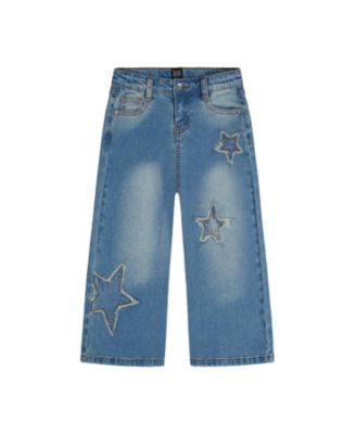 Girls' Stretch Denim Frayed Star Embroidery Jeans - Big Kid