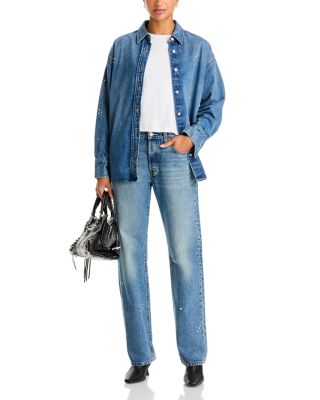 Jordan Embellished Denim Shirt & 501&reg; '90s Embellished Mid Rise Straight Jeans in Trip on Drip