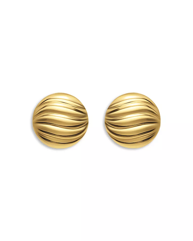 David Yurman Sculpted Cable Stud Earrings in 18K Yellow Gold, 9mm