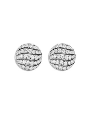 David Yurman Sculpted Cable Stud Earrings in Sterling Silver with Diamonds, 9mm