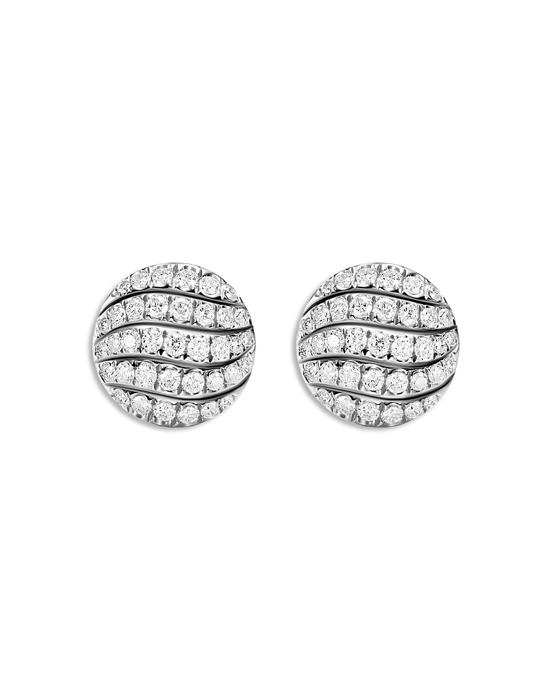 David Yurman Sculpted Cable Stud Earrings in Sterling Silver with Diamonds, 9mm · NO SIZE