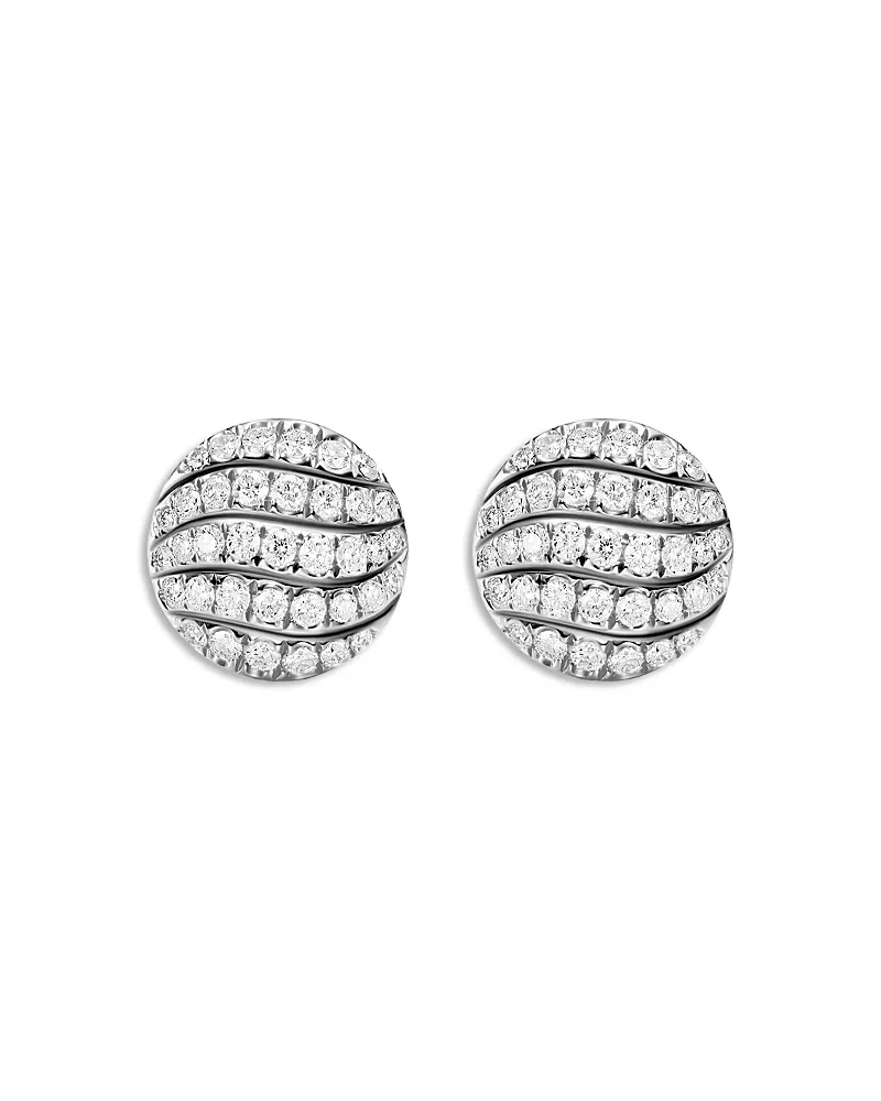 David Yurman Sculpted Cable Stud Earrings in Sterling Silver with Diamonds, 9mm