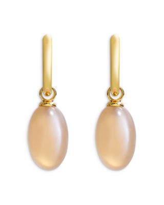 14K Yellow Gold Ellipse Yellow Moonstone Drop Earrings