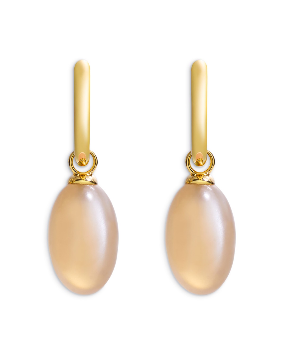 By Pariah 14K Yellow Gold Ellipse Yellow Moonstone Drop Earrings