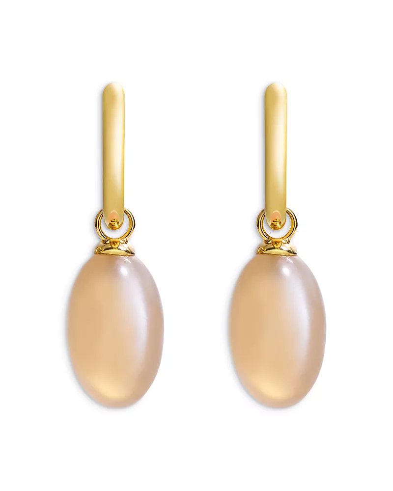 By Pariah 14K Yellow Gold Ellipse Yellow Moonstone Drop Earrings