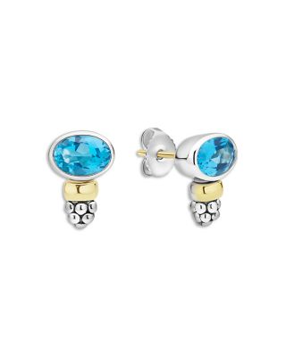 Lagos 14K Yellow Gold & Sterling Silver Topaz Stud Earrings