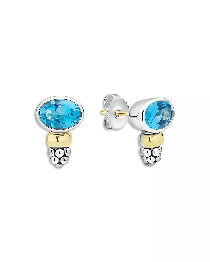 Lagos 14K Yellow Gold & Sterling Silver Topaz Stud Earrings