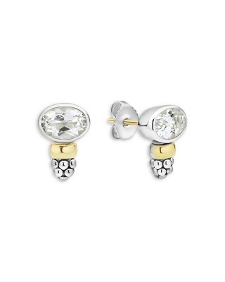 14K Yellow Gold & Sterling Silver Topaz Stud Earrings