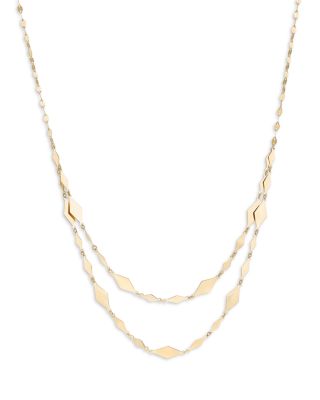 14K Yellow Gold Alternating Kite Link Layered Necklace, 16"