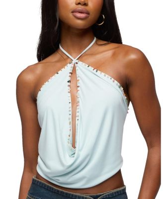 Stone Backless Cowl Neck Top