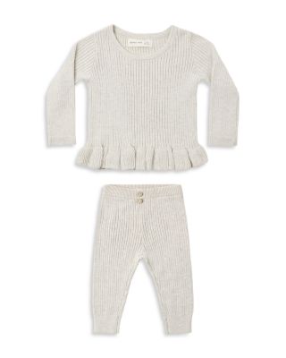 Unisex Ribbed Knit Peplum Top & Bottom Set - Baby