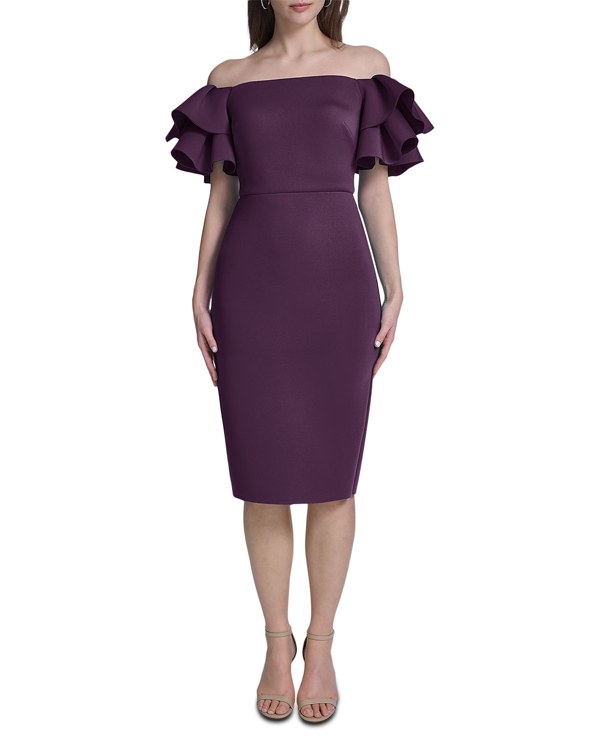 Eliza J Off-The-Shoulder Ruffle Sleeve Sheath Dress