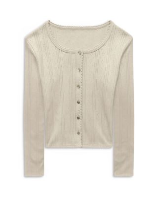 Girls' Marina Pointelle Button Down Top - Big Kid  