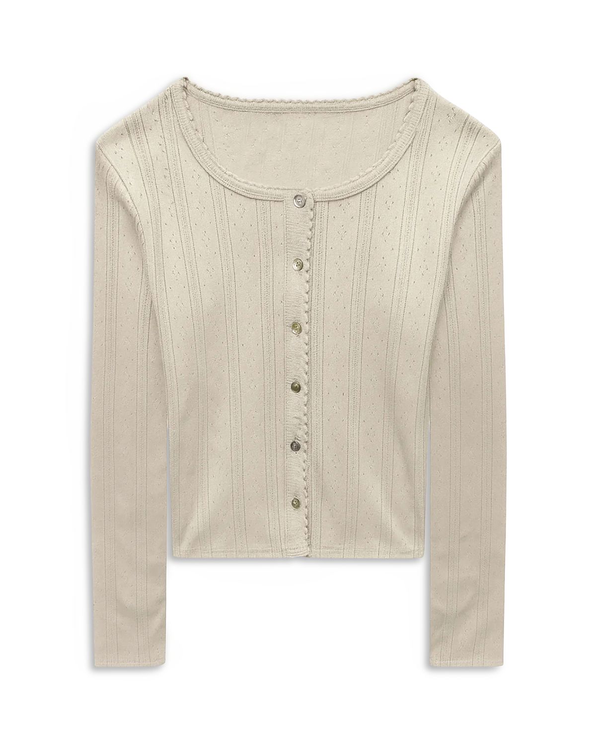 KatieJnyc Girls' Marina Pointelle Button Down Top - Big Kid