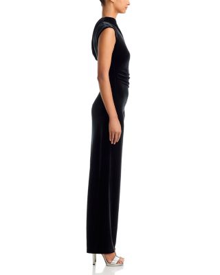 Asymmetric Velvet Maxi Dress - Exclusive - thumbnail 5