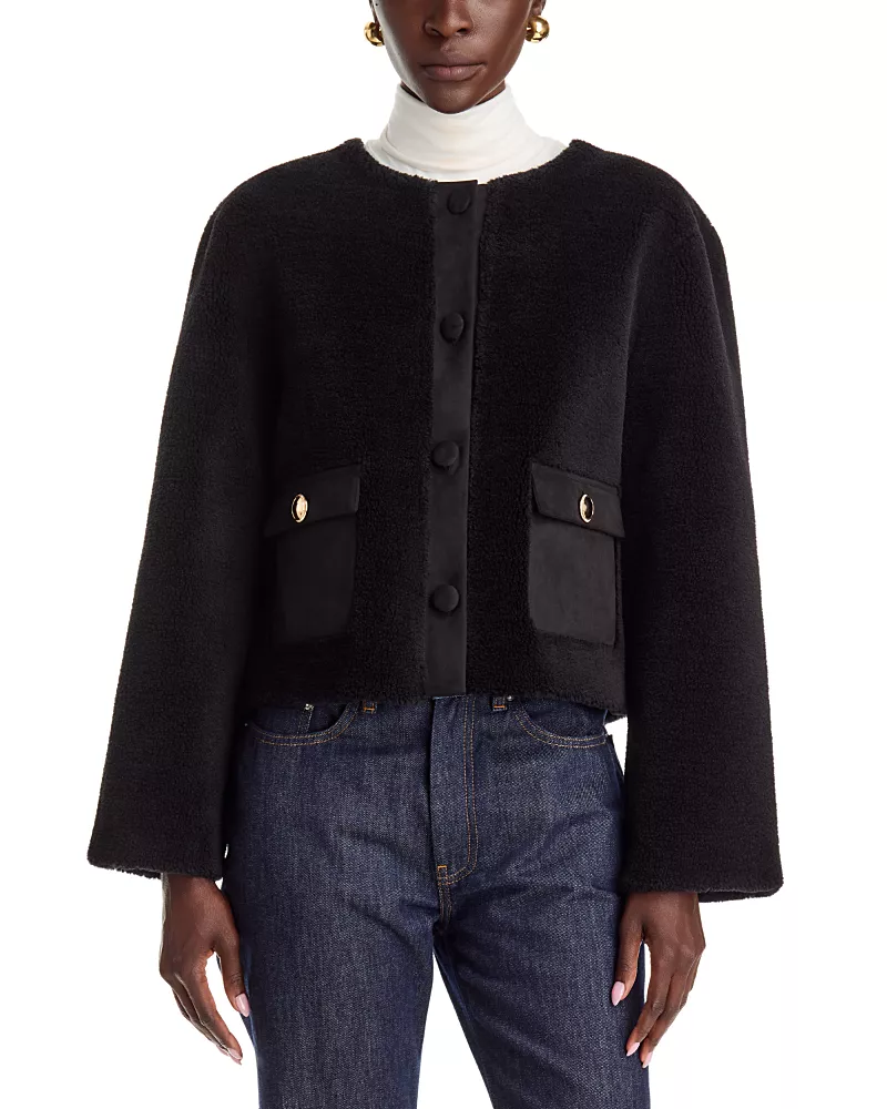 Dolce Cabo Faux Shearling Collarless Jacket