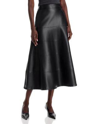 Faux Leather Full Circle Skirt 