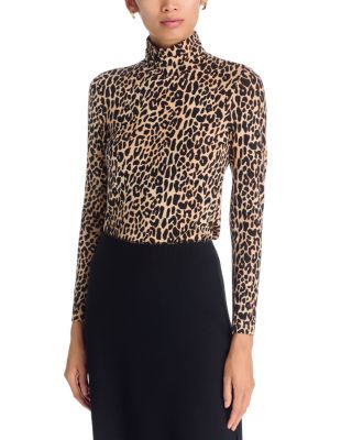  Shirred Turtleneck Long Sleeve Top