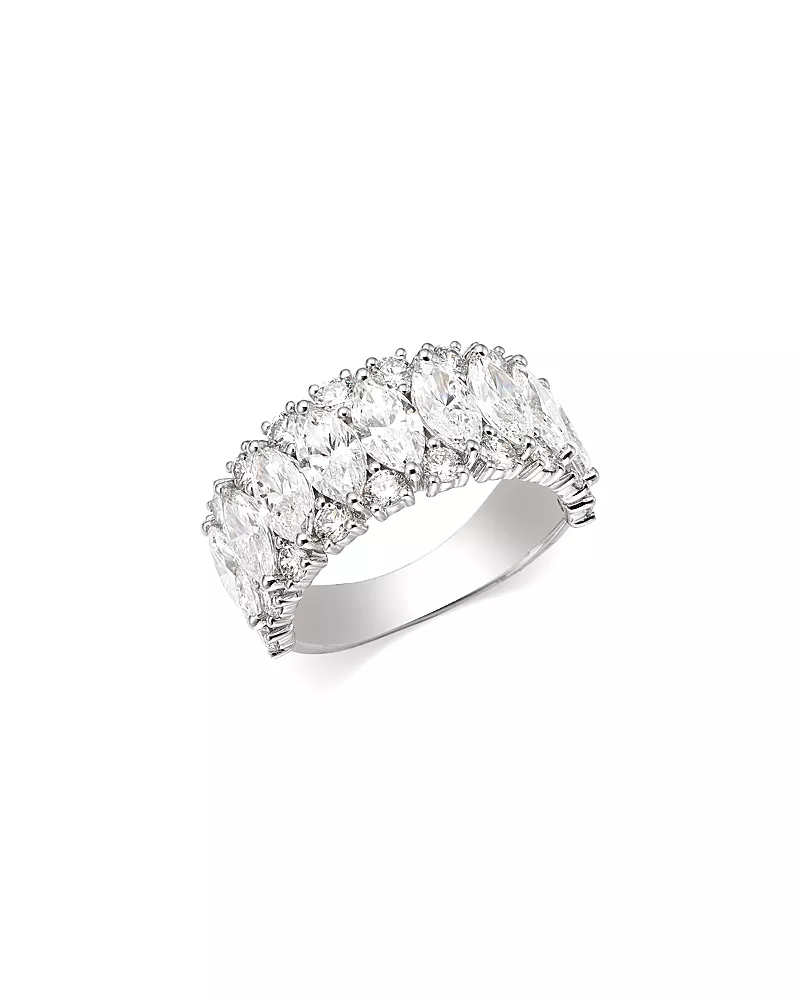 Bloomingdale's Fine Collection Luxe Collection Certified Lab Grown Diamond Marquise & Round Cut Ring in 14K White Gold, 4.0 tcw