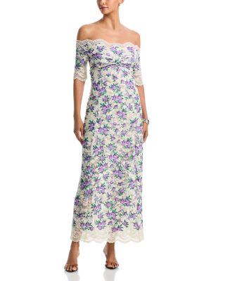 Rabanne Off-the-Shoulder Lace Midi Dress