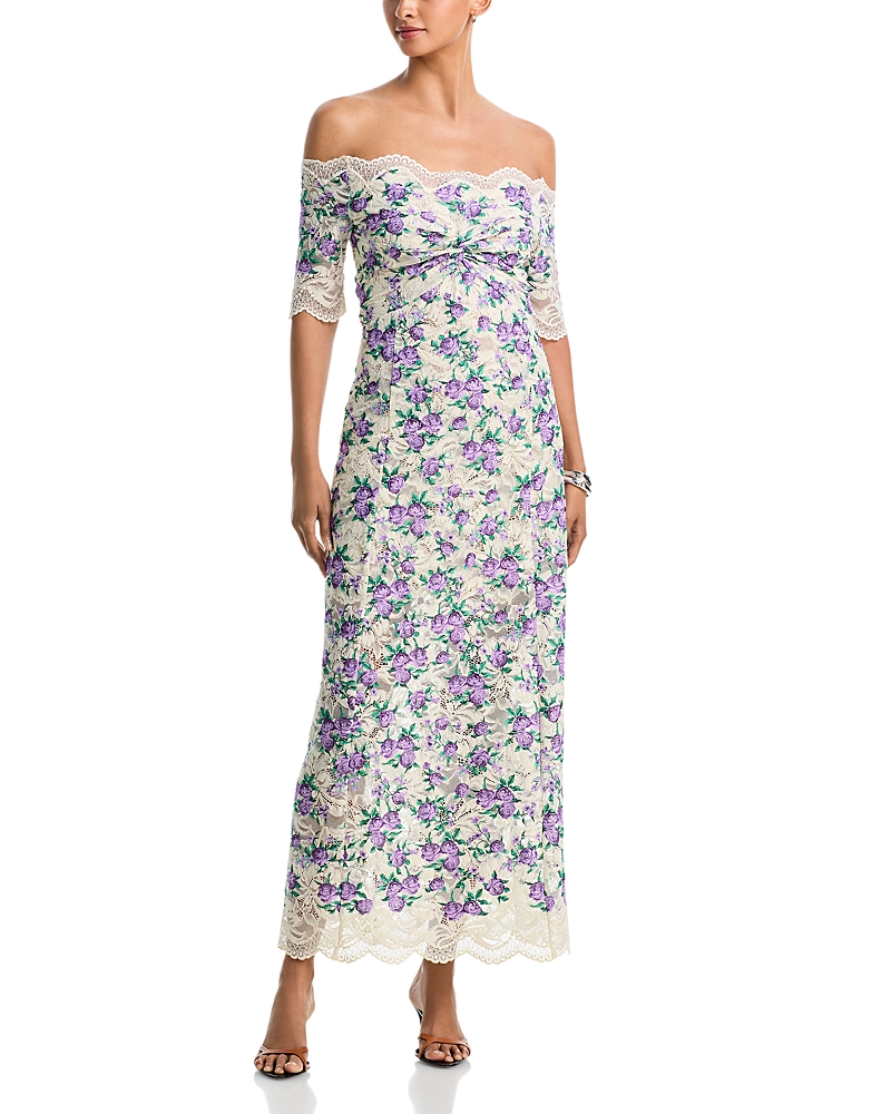 Rabanne Off-the-Shoulder Lace Midi Dress