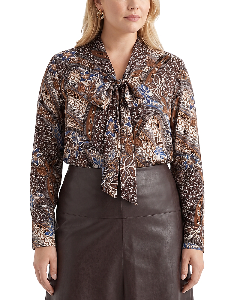 Karen Kane Plus Size Tie Neck Long Sleeve Top